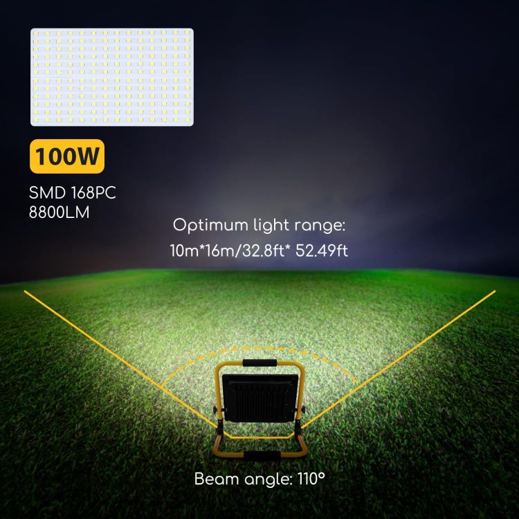 Picture of Portable 100W LED Floodlight 8800LM Job Site Work Light