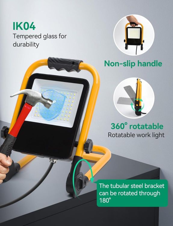Picture of 50W LED Work Light 4500LM IP65 Folding Floodlight 240V