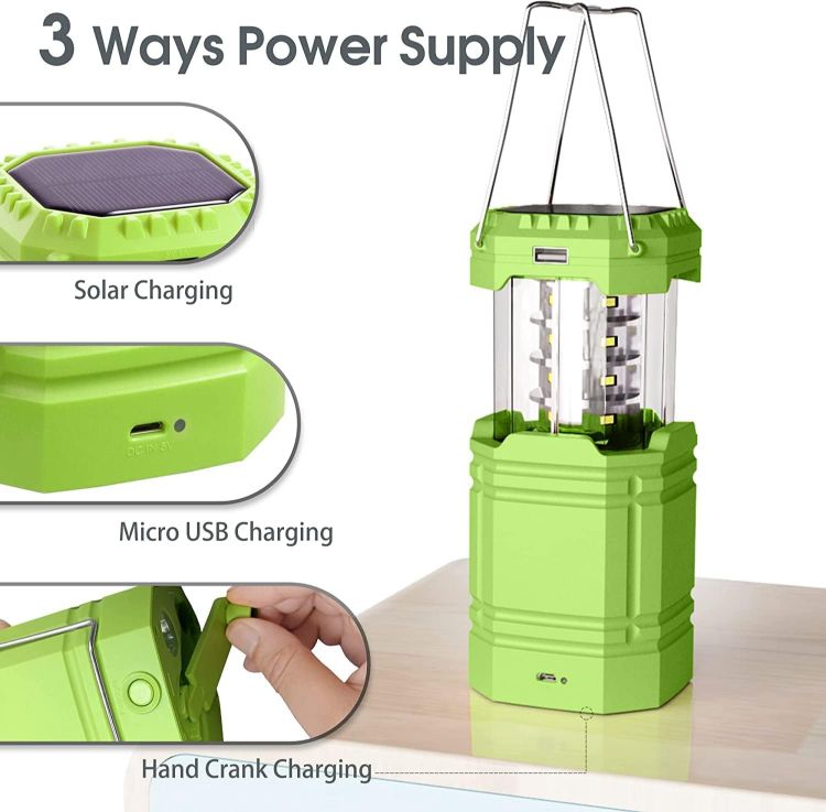 Picture of Solar Camping Lantern Hand Crank USB Rechargeable Tent Light