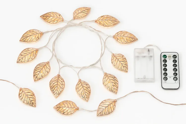 Picture of 3M 20 LED Geometric Metal Fairy String Lights Rose Gold Leaf Design USB Powered Indoor Home Bedroom Party Wedding Decoration Lighting