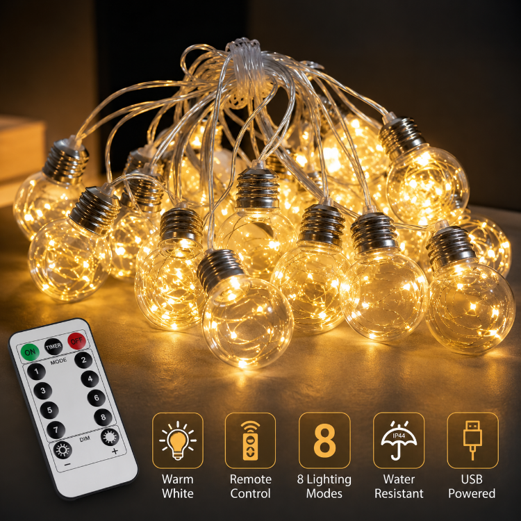 Picture of GW086 20 LED Star String Lights Warm White USB with Remote
