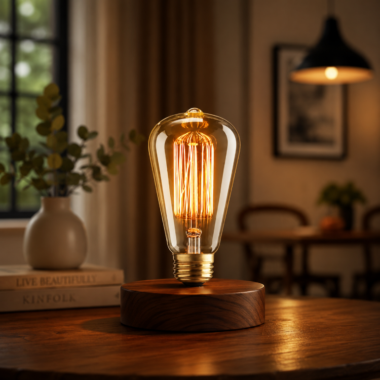 Picture of ST64 E27 Amber Glass Decorative Light Bulb 40W 220V Vintage Style