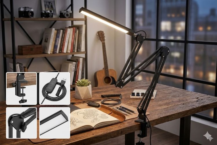 Picture of LED Desk Lamp with Bulb Adjustable Table Lamp for Home Office Study Reading