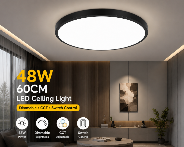 Picture of 48W LED Black  Ceiling Light 60CM Dimmable CCT Switch Control