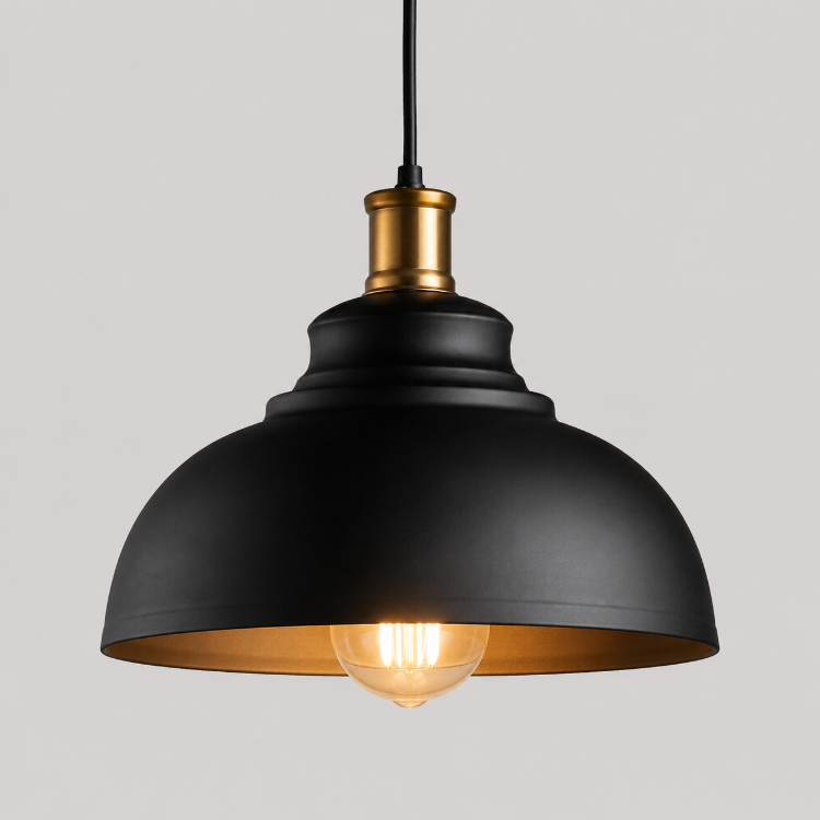 Picture of Black Iron Pendant Light 29cm – E27 Industrial Ceiling Lamp Fixture