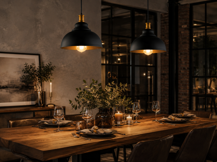Picture of Black Iron Pendant Light 29cm – E27 Industrial Ceiling Lamp Fixture