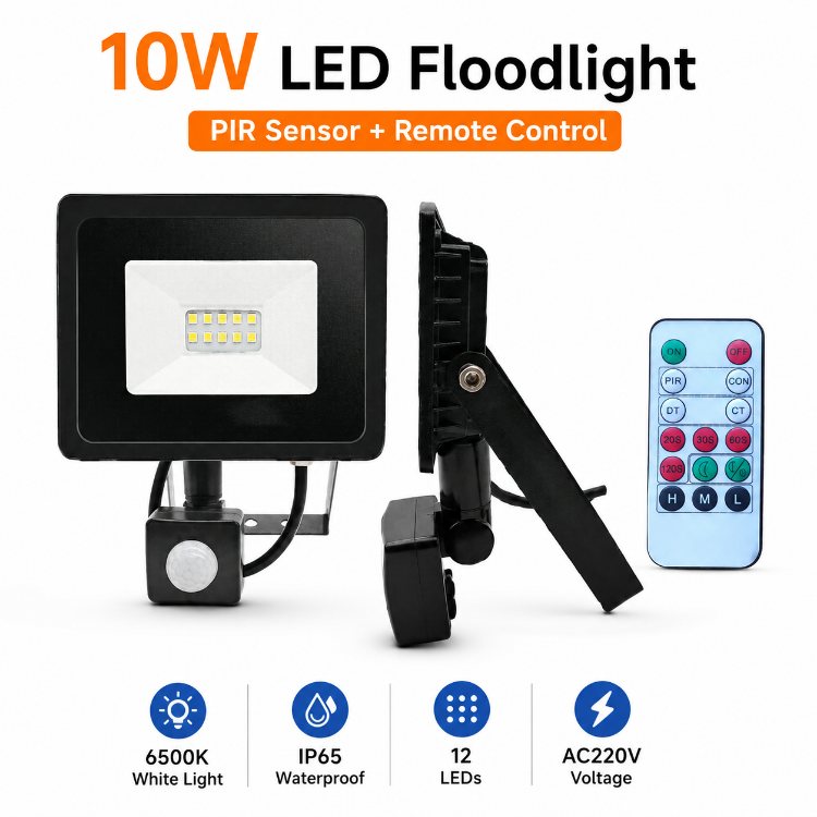 Picture of 30W Security Lights Outdoor Motion Sensor, PIR Flood Light with Remote Control, IP66 Waterproof Cool White, 6500K, 3000LM, Outdoor Lights Mains Powered for Garden Corridor Entrance Backyard