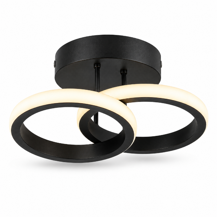 Picture of LED Ceiling Light Modern Ceiling Lamp Black Rings Simple Ceiling Light Fixture LED for Corridor Kitchen Stairs Hallway Study Room Bedroom Living Room - Black 20W (Warm White Light 3000K).