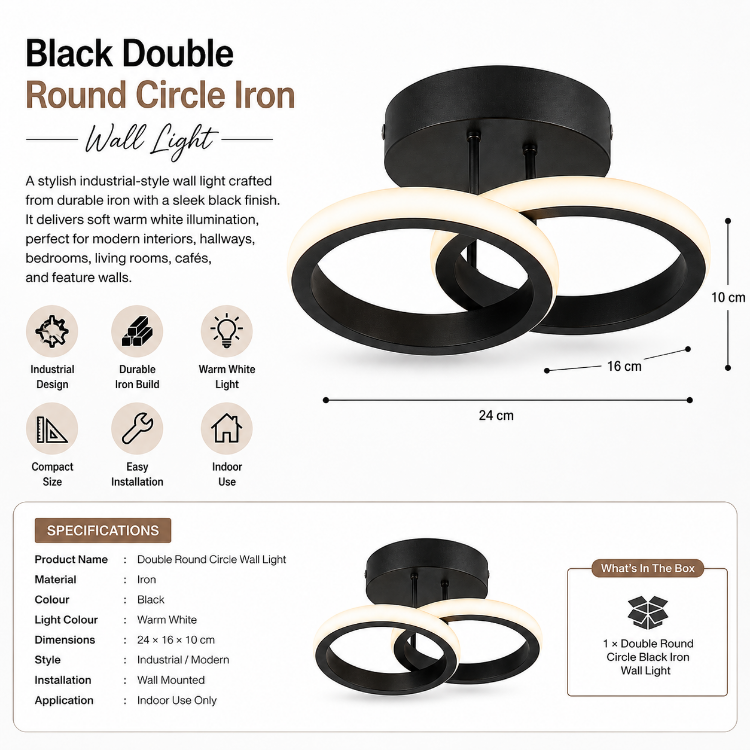 Picture of LED Ceiling Light Modern Ceiling Lamp Black Rings Simple Ceiling Light Fixture LED for Corridor Kitchen Stairs Hallway Study Room Bedroom Living Room - Black 20W (Warm White Light 3000K).