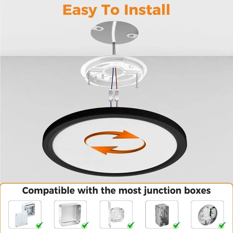 Picture of 24W 3 Colour LED Ceiling Light 9 Inch Round Flat Panel Light 3000K–6000K Adjustable White Flush Mount Ceiling Light IP54 Waterproof