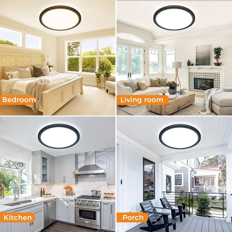 Picture of 24W 3 Colour LED Ceiling Light 9 Inch Round Flat Panel Light 3000K–6000K Adjustable White Flush Mount Ceiling Light IP54 Waterproof