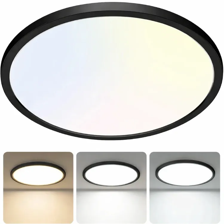 Picture of 24W 3 Colour LED Ceiling Light 9 Inch Round Flat Panel Light 3000K–6000K Adjustable White Flush Mount Ceiling Light IP54 Waterproof