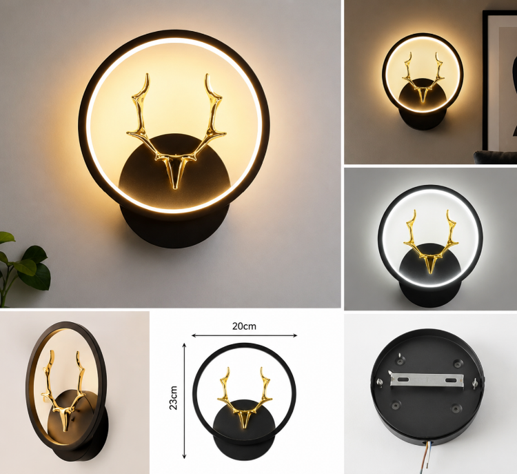Picture of Modern 12W 3-Color LED Ring Wall Light for Living Room, Bedroom, Hallway and Staircase Decorative Indoor Wall Lamp with Warm White, Neutral White and Cool White Lighting