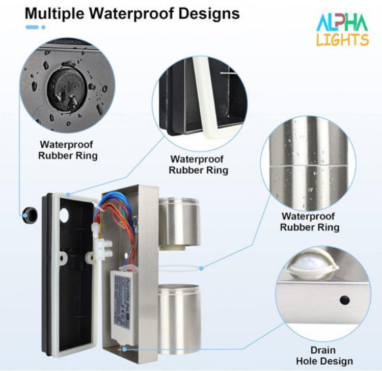 Picture of PIR Motion  Sensor Stainless Steel Up/Down Outdoor Security Wall Light – IP44 Rated