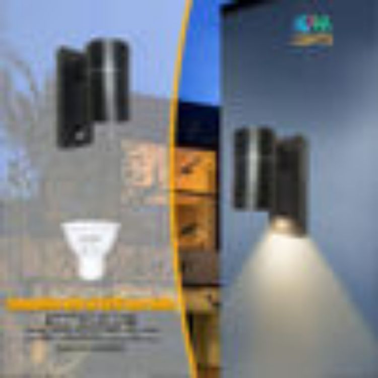 Picture of PIR Motion Sensor GU10 Down Outdoor Wall Light IP44 Stainless Steel Security Light – Silver & Black – With Bulb or Without Bulb