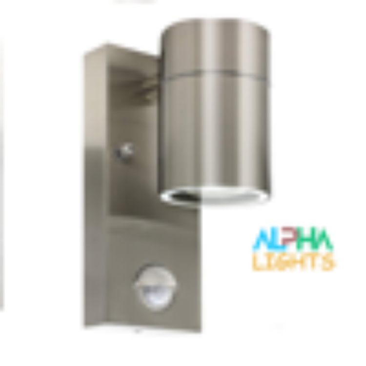 Picture of PIR Motion Sensor GU10 Down Outdoor Wall Light IP44 Stainless Steel Security Light – Silver & Black – With Bulb or Without Bulb