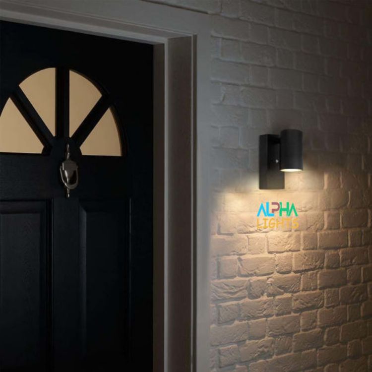 Picture of Outdoor Only Down LED Wall Light with Automatic Dusk to Dawn Light Sensor Stainless Steel and Tempered Glass IP44 Waterproof Exterior Wall Lamp for Garden Porch Patio Balcony Garage Front Door Entrance Corridor