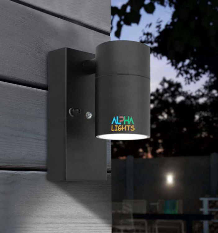 Picture of Outdoor Only Down LED Wall Light with Automatic Dusk to Dawn Light Sensor Stainless Steel and Tempered Glass IP44 Waterproof Exterior Wall Lamp for Garden Porch Patio Balcony Garage Front Door Entrance Corridor