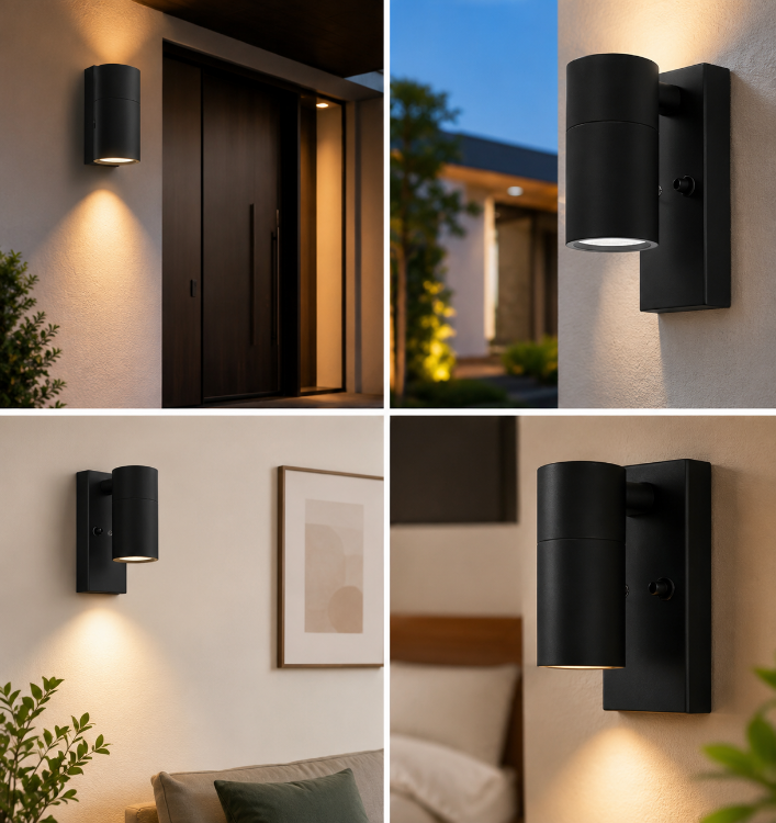 Picture of Outdoor Only Down LED Wall Light with Automatic Dusk to Dawn Light Sensor Stainless Steel and Tempered Glass IP44 Waterproof Exterior Wall Lamp for Garden Porch Patio Balcony Garage Front Door Entrance Corridor
