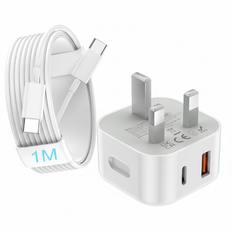 Picture of 20W Fast Charger USB C Plug and Cable, 1 Pack Type C UK Wall Phone Power Adapter USB C Lead for iPhone 17/16/15/Pro/Max/Air/Plus/iPad/Samsung S25 Ultra/S24/S23