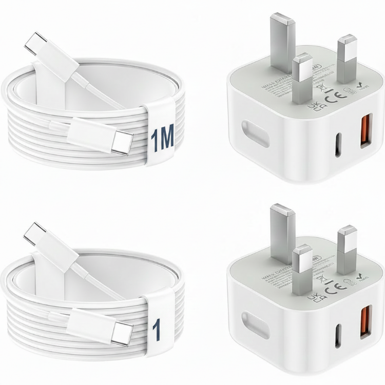 Picture of 20W Fast Charger USB C Plug and Cable, 1 Pack Type C UK Wall Phone Power Adapter USB C Lead for iPhone 17/16/15/Pro/Max/Air/Plus/iPad/Samsung S25 Ultra/S24/S23