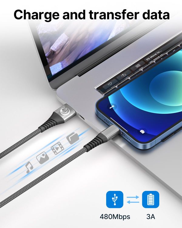Picture of 2Pack 2M iPhone Charger Cable, MFi Certified Lightning Cable Fast Charging Braided iPhone Charger Fast Charge USB Charging Lead for Phone 14 13 12 11 Pro Max XS XR X 8 7 6 Plus 5 SE, iPad and iPod