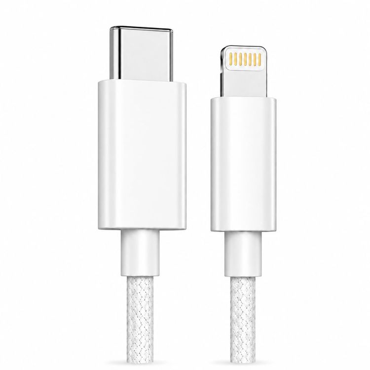 Picture of VEN-DENS USB C To Lightning Cable MFi Certified [1M] for iPhone 14 13 12 11 XS XR X Pro Max Mini 8 7 6S 6 Plus 5S SE iPad iPod AirPods 3FT Carplay Fast Charger Nylon Braided Cable (WHITE)