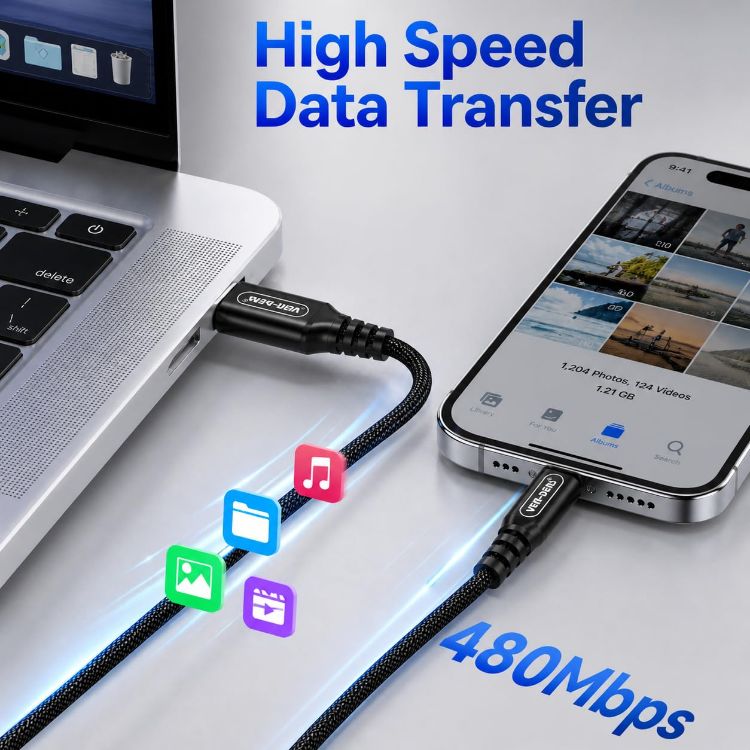 Picture of 3A Charger Cable For Moto G54/G53/G84/G23/G14/G34/G22/G60s/G60/G50/G50 5G/E20/G10/G20/G30/G10 Power Charging Cable [1.5 M] High Speed Charging Charger Cable Fast Charge Nylon Braided Cable (BLACK)