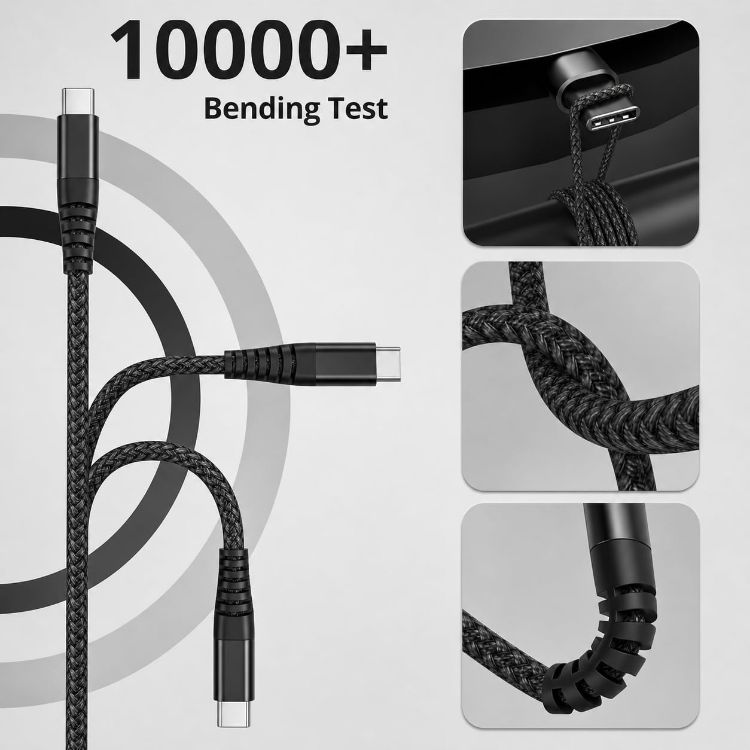 Picture of 3A Charger Cable For Moto G54/G53/G84/G23/G14/G34/G22/G60s/G60/G50/G50 5G/E20/G10/G20/G30/G10 Power Charging Cable [1.5 M] High Speed Charging Charger Cable Fast Charge Nylon Braided Cable (BLACK)