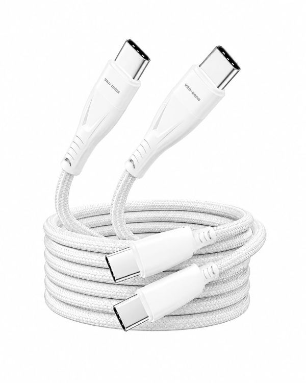 Picture of For Samsung Galaxy S26/S25/S24/S23/S22/S21 Ultra/Plus/Edge/FE Series 2 Pack Fast Charger Cable, USB C to USB C Cable 60W (1.5M) Type C PD Fast Charging Cable (WHITE)