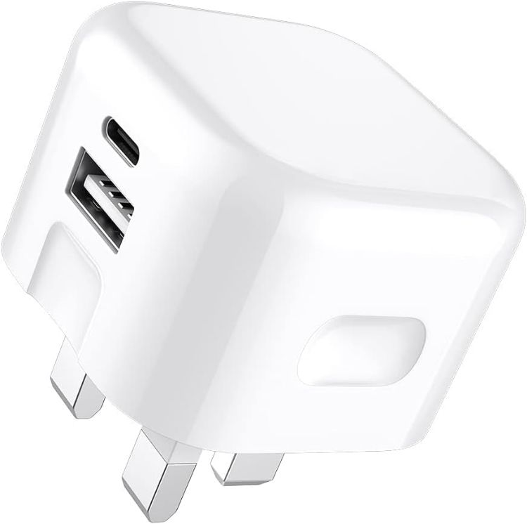 Picture of VEN-DENS For Honor 600/600 Pro/600 Lite/400/200 Lite Mini Charger Plug, USB + Type C Fast Charger 20W USB C Travel Fast Charging Adapter Dual Ports Charger (White)