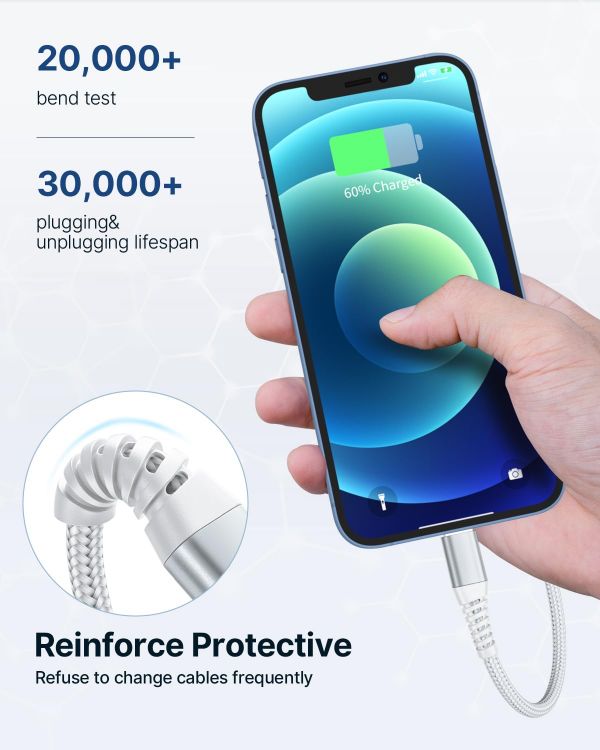 Picture of iPhone Charger Cable [1M+2M 2Pack] MFi Certified Lightning Cable Fast Charging Phone Cable Lead Nylon iPhone Charger Fast Charge USB Cable for iPhone 14 13 12 11 Pro Max XS Pro XR X 8 7 6 Plus SE2020