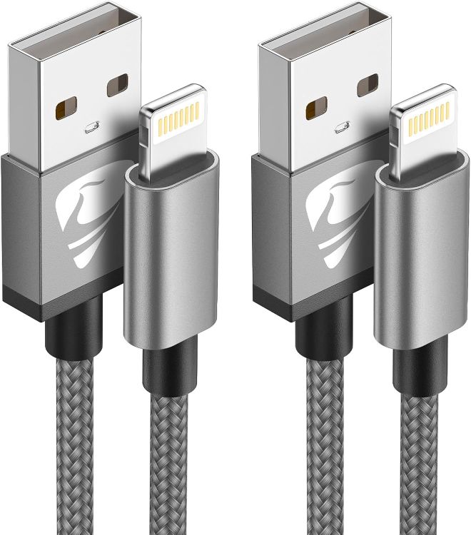 Picture of 2Pack 1M MFi Certified Lightning iPhone Cable - Fast Charging Braided USB Lead for iPhone 14 13 12 11 Pro Max XS XR X 8 7 6 Plus SE, iPad