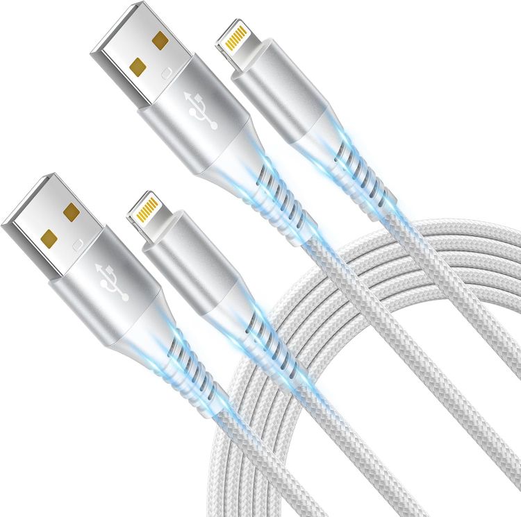 Picture of 2Pack 1M MFi Certified Lightning iPhone Cable - Fast Charging Braided USB Lead for iPhone 14 13 12 11 Pro Max XS XR X 8 7 6 Plus SE, iPad