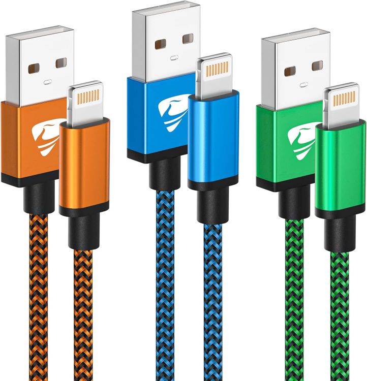 Picture of 2Pack 1M MFi Certified Lightning iPhone Cable - Fast Charging Braided USB Lead for iPhone 14 13 12 11 Pro Max XS XR X 8 7 6 Plus SE, iPad