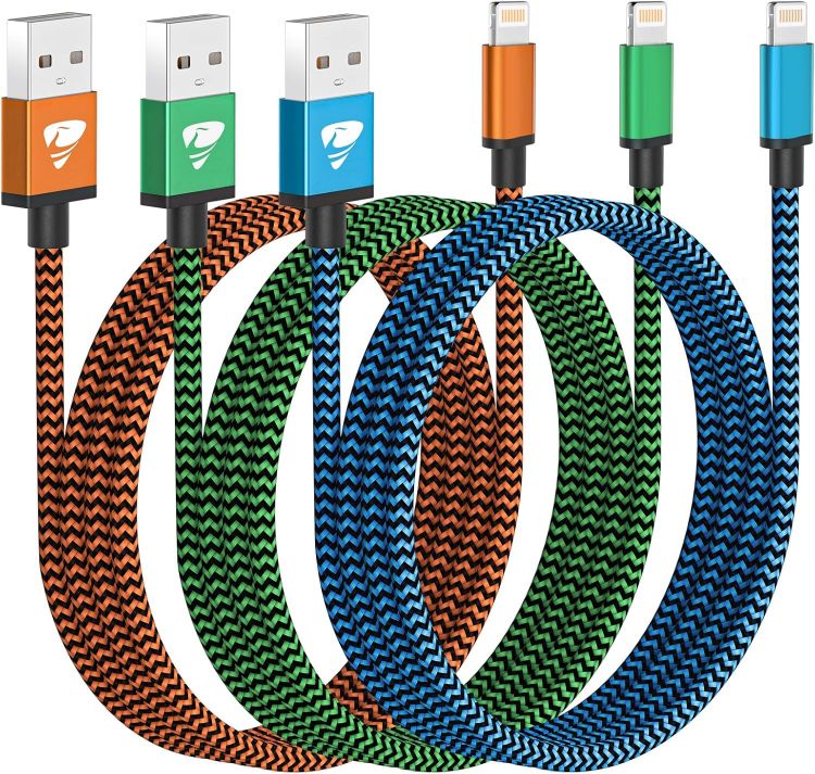 Picture of 2Pack 1M MFi Certified Lightning iPhone Cable - Fast Charging Braided USB Lead for iPhone 14 13 12 11 Pro Max XS XR X 8 7 6 Plus SE, iPad