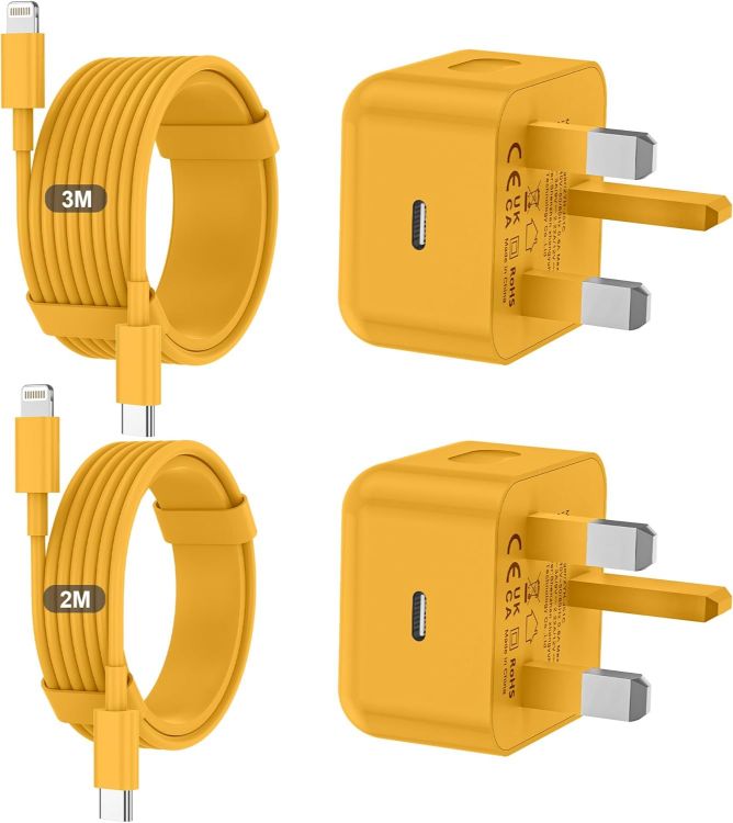 Picture of iPhone Charger Fast Charge PD Fast Charging for Apple Charger UK USB C Plug With 2M&3M iPhone Fast Charger Cable [ MFi Certified] Lightning Cable for iPhone 14 13 12 11 Pro Max, iPad (White, 2Packs)