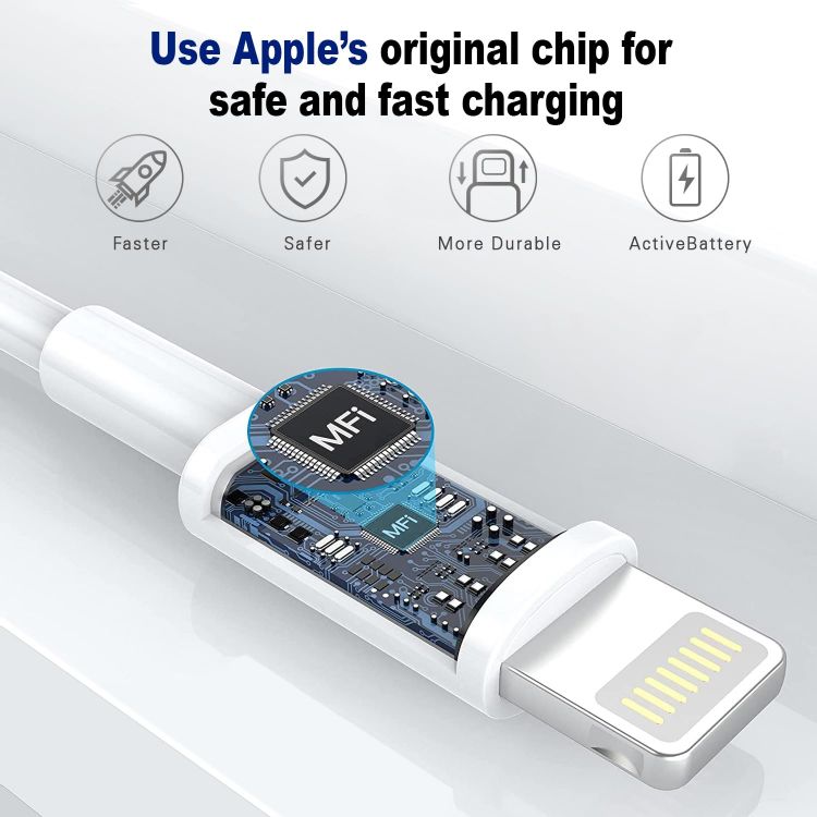 Picture of 2Pack iPhone Charger Cable 1M, [Apple MFi Certified] Lightning Cable Fast Charging iPhone Cable Lead Lightning to USB Cable for iPhone 14 13 12 11 Pro Max XS XR X 8 7 6 Plus 5s iPad