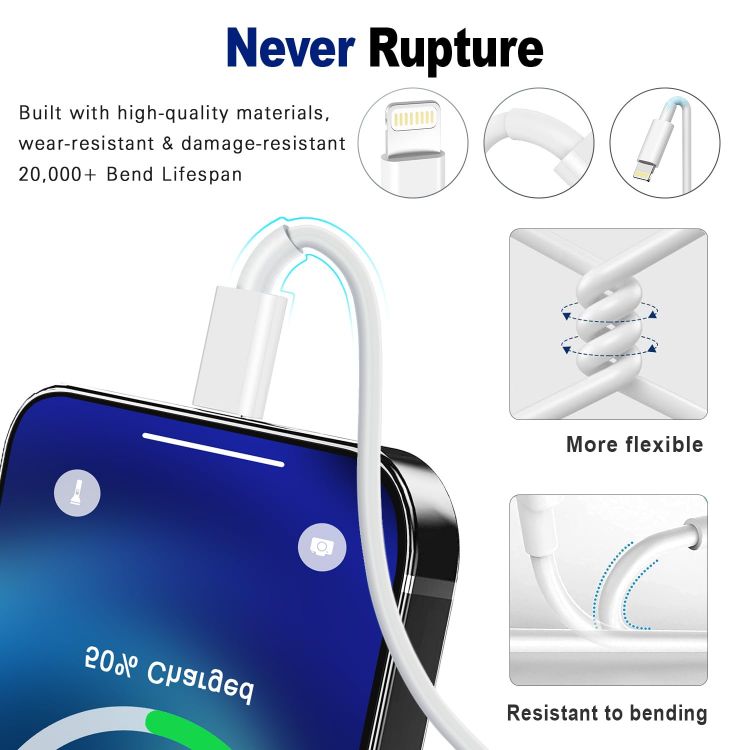 Picture of 2Pack iPhone Charger Cable 1M, [Apple MFi Certified] Lightning Cable Fast Charging iPhone Cable Lead Lightning to USB Cable for iPhone 14 13 12 11 Pro Max XS XR X 8 7 6 Plus 5s iPad