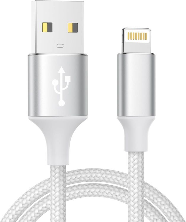 Picture of Aioneus iPhone Charger Cable 2M, iPhone Charging Cable MFi Certified Lightning Cable Fast Charging iphone Cable Lead Nylon Lightning to USB Cable for iPhone 14 13 12 11 Pro Max XS XR X 8 7 6 Plus 5 SE