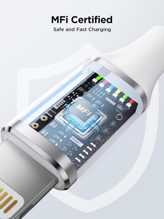Picture of Aioneus iPhone Charger Cable 2M, iPhone Charging Cable MFi Certified Lightning Cable Fast Charging iphone Cable Lead Nylon Lightning to USB Cable for iPhone 14 13 12 11 Pro Max XS XR X 8 7 6 Plus 5 SE