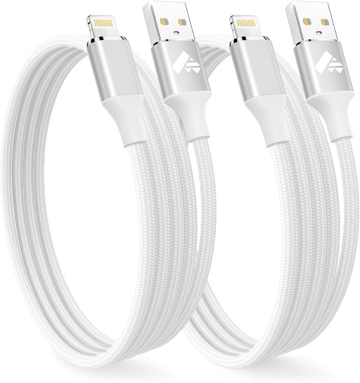 Picture of Aioneus iPhone Charger Cable 2M, iPhone Charging Cable MFi Certified Lightning Cable Fast Charging iphone Cable Lead Nylon Lightning to USB Cable for iPhone 14 13 12 11 Pro Max XS XR X 8 7 6 Plus 5 SE