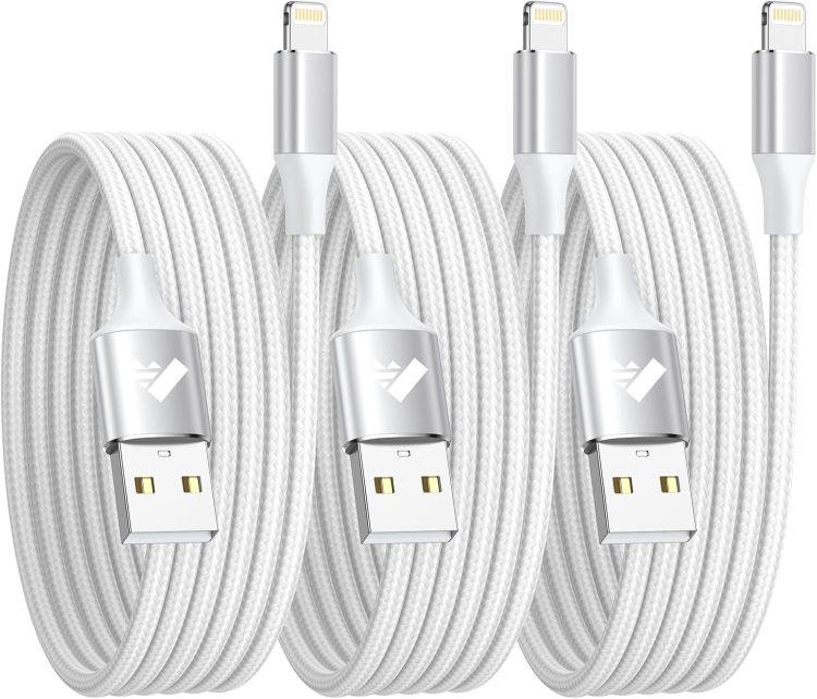 Picture of Aioneus iPhone Charger Cable 2M, iPhone Charging Cable MFi Certified Lightning Cable Fast Charging iphone Cable Lead Nylon Lightning to USB Cable for iPhone 14 13 12 11 Pro Max XS XR X 8 7 6 Plus 5 SE