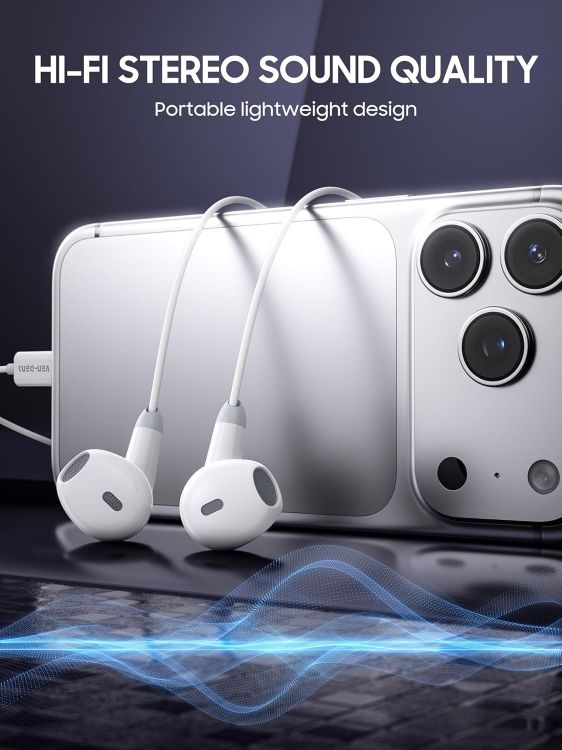 Picture of USB C Headphones for iPhone 17 16 15, iPad Pro USB C Earphones with Mic Volume Control USBC Wired Earbuds Type C Earphones for iPhone 17e 17Pro 17Pro Max 16e 16Pro 16Pro Max 16+ 15Pro 15Pro Max