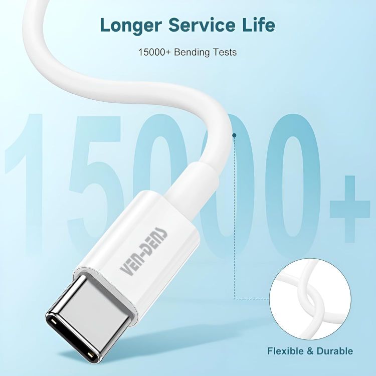 Picture of Charger Cable For Google Pixel 10A/10/10 Pro/10 Pro XL/9A 9 9 Pro XL 9 Pro Fold/8A 8 8 Pro/Pixel 7A 6A/ Pixel 6 6 Pro/Pixel 7 7 Pro, (1M) (60W) Fast Charge USB C To Type C Charging Cable (WHITE)