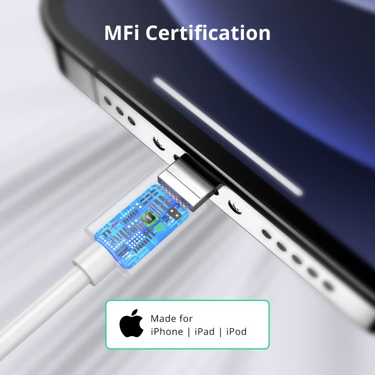 Picture of 2Pack 1.8M iPhone Charger Cable [Apple MFi Certified] Lightning to USB Cable Lead 6 Foot, 2.4A Fast Charging Cable for iPhone 14 13 12 11 Pro Max XS XR X 8 7 6 Plus 5, iPad and iPod