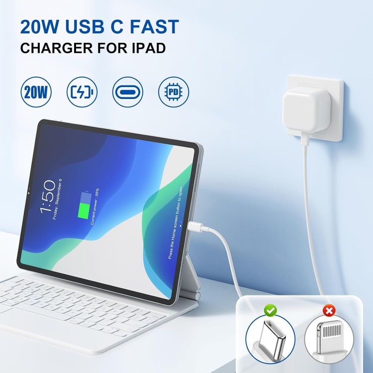 Picture of iPhone 17 16 Fast Charger, 2M Fast Charging Cable,iPad Fast Charger, USB C Charger Plug For iPhone 16/15 Pro/15 Plus/Pro Max (White, 1P-2M)