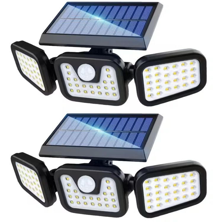 Picture of Outdoor Solar Lights, 74LED Ultra-Bright Motion Sensor Outdoor Lights, 3 Lighting Modes, 270° Wide-Angle Illumination, 3-Sided Solar Security Flood Lights, Ideal for Garages, Yards, and Patios