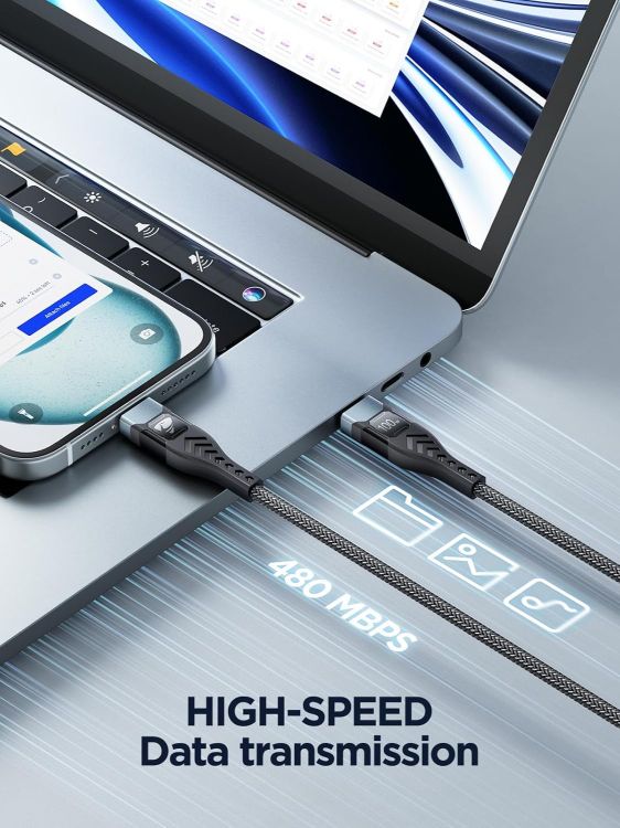 Picture of USB C to USB C, 100W 5A Fast Charging Cable [2Pack/2M] USB Type C Charger Fast Charge Lead Usbc to Usbc Cable for iPhone 15 16 17 Pro Max Plus iPad Pro MacBook Samsung Galaxy S23 S22 S24 S25 Ultra etc