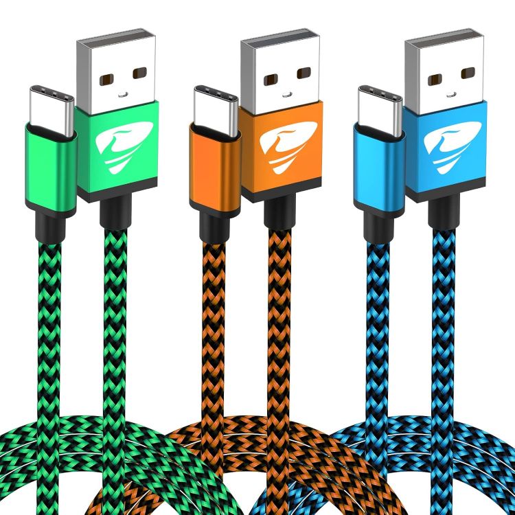 Picture of USB C Charger Cable 3A Fast Charging 1M 3Pack, Braided Type C Cable for Samsung Galaxy S22 S21 S20 S10 S9 A21s A12 A13 A22 A32 A33 A41 A40 A51 A52 A53 A70 A03, Huawei P40 P30 P20, Sony, Xiaomi, Oppo